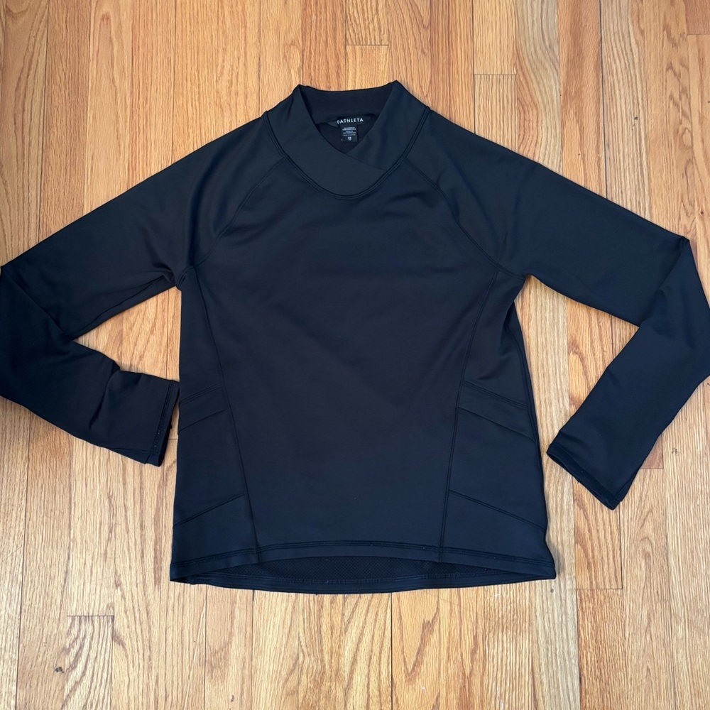 Athleta Black V-Neck Long Sleeve Top